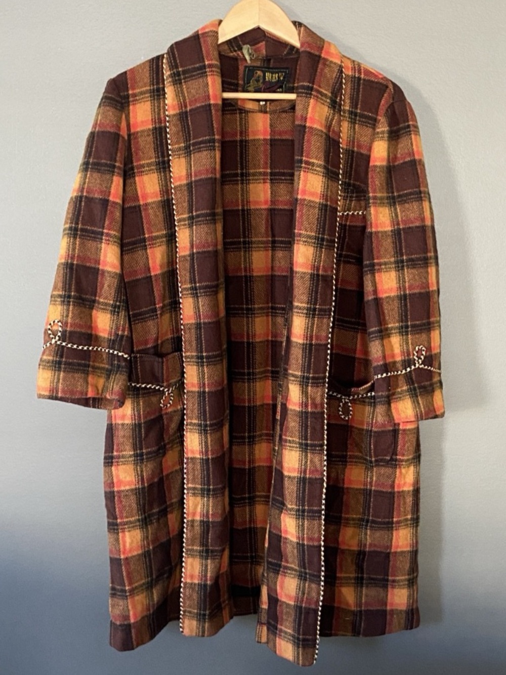 Vintage 70s/80s Cockatoo Wool Flannel Heavy Lounging Robe/ Sweater - Men’s Small